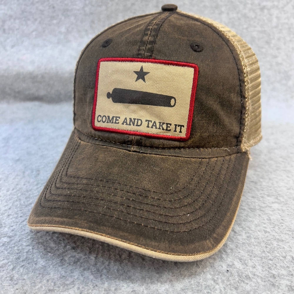 Come And Take It Mens Brown Grunt Style Trucker Hat Distressed Snapback OSFM